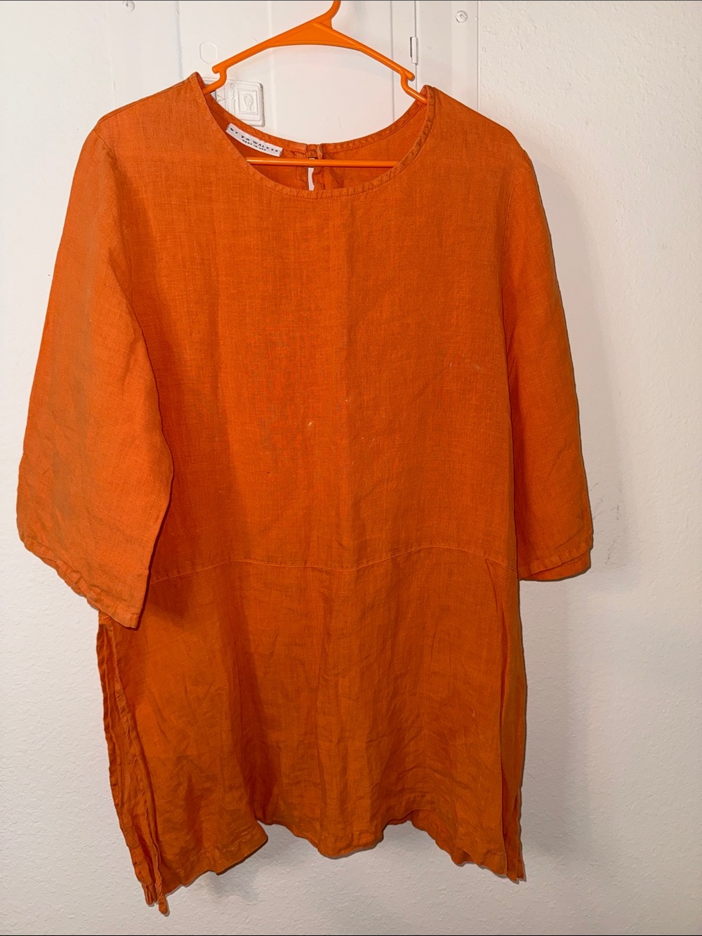 Bryn Walker Bright Orange Linen Tunic Top